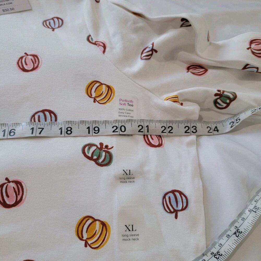 Kim Rogers Perfectly Soft Womens Top Size XL‎ Mock Neck Pumpkins Autumn Fall - Picture 5 of 7